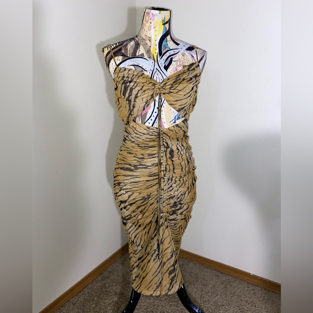 Fashion nova zebra print dress. Size: L.